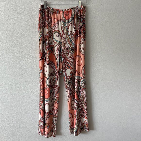 Melissa Paige‎ Colorful Pull On Paisley Palazzo Pants Size L - Picture 2 of 9